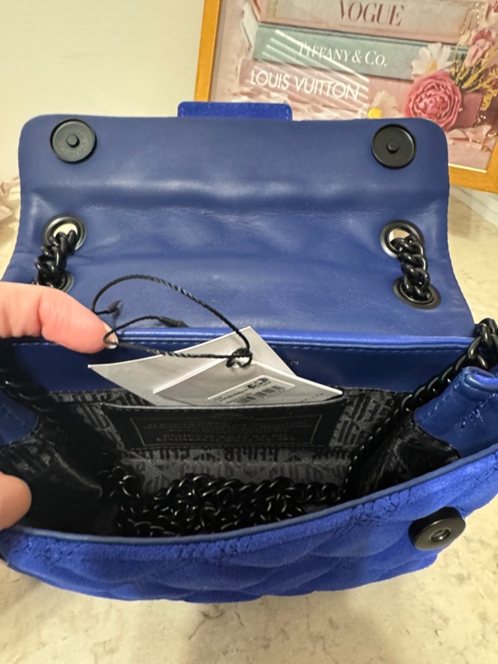 NWT Kurt Geiger Blue suede and leather mini Kensington w Dusty - Picture 4 of 4
